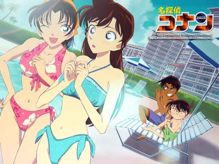 Detective Conan - Cute, Bikini, Female, Swimsuit, Detective Conan, Conan Edogawa, Ran Mouri, Male, Hattori Heiji