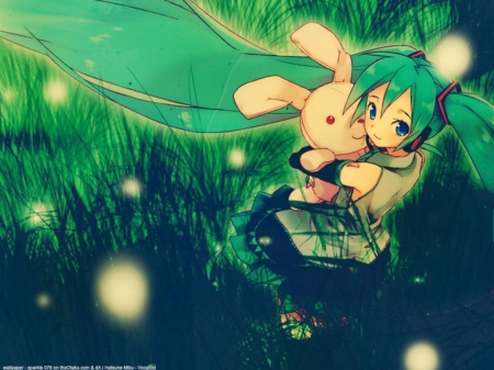 Hatsune Miku - Cute, Vocaloid, Firefly, Rabbit, Project Diva, Hatsune Miku