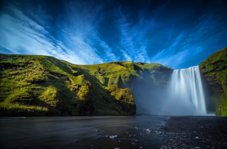 Nature - nature, sky, waterfall, blue