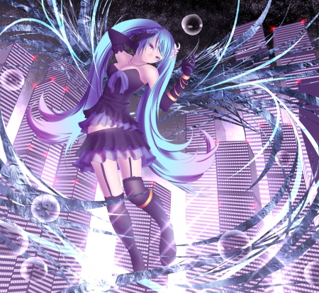 Hatsune Miku - maiden, vocaloids, sublime, scenery, twin tails, anime, twintail, vocalid, home, lovely, female, aqua hair, miku hatsune, hatsune, beautiful, hot, girl, abstract, wings, gorgeous, lady, blue hair, pretty, wing, beauty, sweet, twintails, twin tail, divine, building, nice, sexy, scene, house, angel, hatsune miku