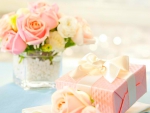 Pink Roses and a Gift