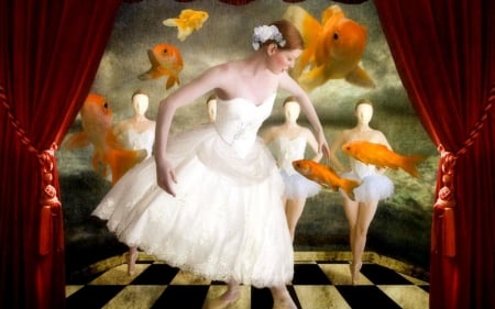 the goldfish suite - art, dance, girl, suit, goldfish