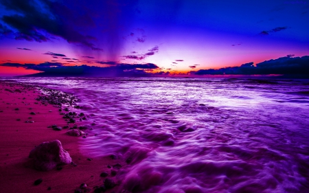 SEASHORE at DUSK - beach, nature, sunset, seashore