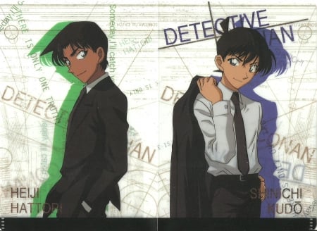 Shinichi & Hattori - Detective Conan, Suit, Shinichi Kudo, Male, Hattori Heiji