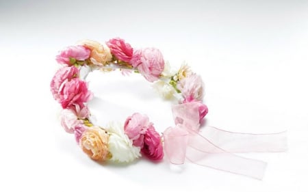 Lovely Flower Wreaths  - ribbon, flowers, garland, petals