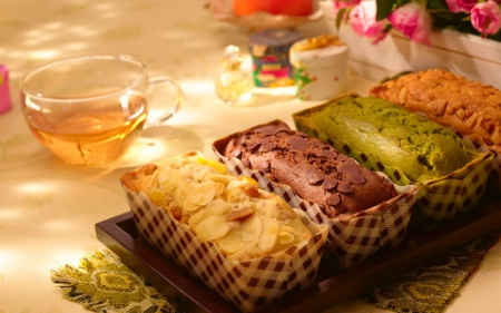 Bread - glass, food, tea, bread