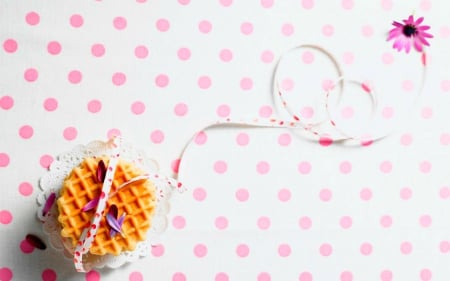 Food and Polka Dots - pancake, ribbon, food, polka dots