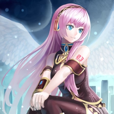 Angel Wings - pretty, anime, vocaloid, female, wing, maiden, angel, long hair, luka, meagurine luka, nice, pink hair, anime girl, beautiful, megurine, girl, beauty, lovely, sweet, lady, wings, vocaloids