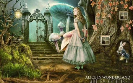 alice in wonderland - dress, beauty, alice, wonderland