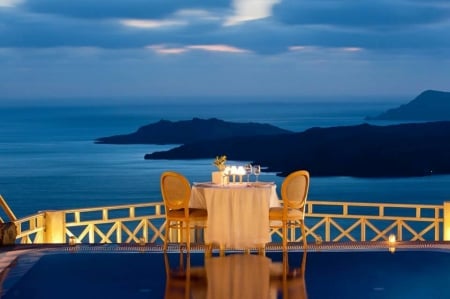 Dinner For Two - beach, nigjt, summer, dream, wonderful, exotic, view, fabulous, evening, table, holiday, sea, dinner