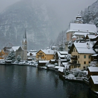 Winter on Lake in Halstatt, Austria