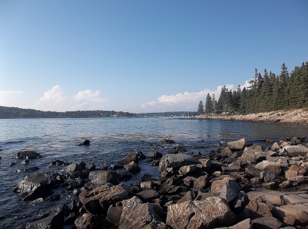 Port Clyde, Maine - maine, sky, ocean, trees, clouds, port clyde, rocks