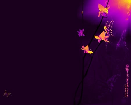 Floral Abstract - purple, flowers, floral, yellow