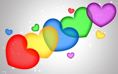 Hearts - red, pink, yellow, blue, rainbow, valentine, heart, day, green