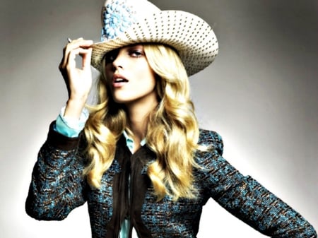 Anja Rubik - hat, cowgirl, escada, woman, model, girl, blonde, Anja Rubik