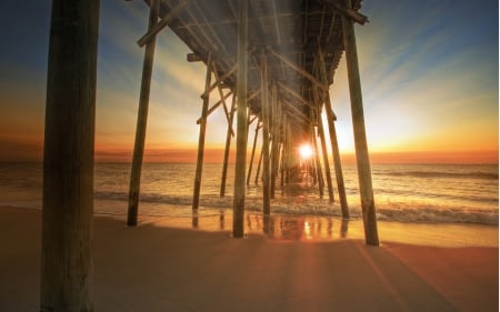 Beautiful Sunset - Beautiful, blue, beaches, sea, ocean, sunset, nature, red, sky