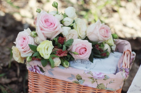 Soft Flowers - flowers, basket, roses, soft