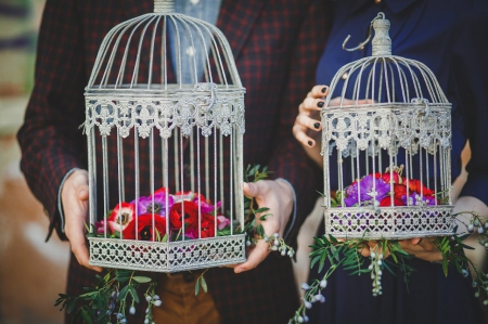 :) - cages, flowers, photography, red