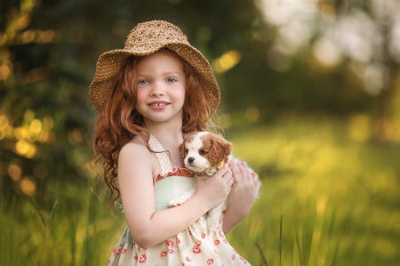 Red haired dog - smile, sweetness, girl, red-haired dog, outdoor