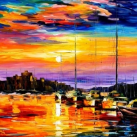 boats and sunset at sea