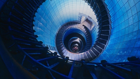 Downward Spiral - architecture, staircases, abstract, views