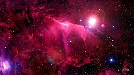 Space Fantasy - space, lights, pink, astronomy, stars, planets, galaxies, sky, fantasy, bright