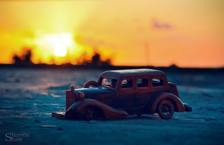 Point Of No Return - sky, old, car, light, sun