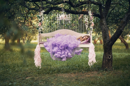 Happy Birthday My Dear Flower - purple, lady, model, sleeping