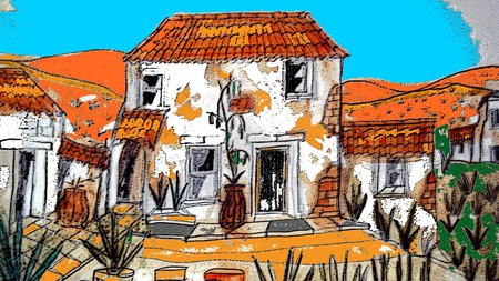 'Old french house' - french, sky, house, colours