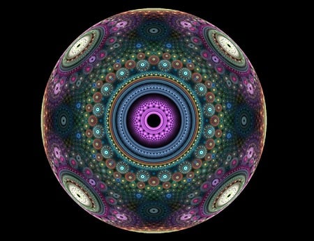 Round and Around - black, purple, fractal