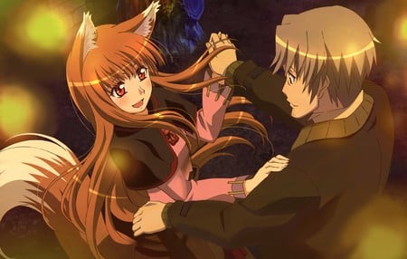 Holo and Lawrence - anime, lawrence, spice and wolf, dancing, holo