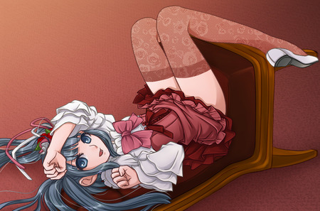 Fell Over - anime, chair, smile, anime girl