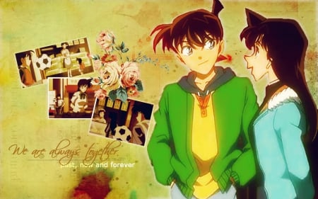 Shinichi & Ran - Cute, Female, Flowers, Ran Mouri, Shinichi Kudo, Couple, Male