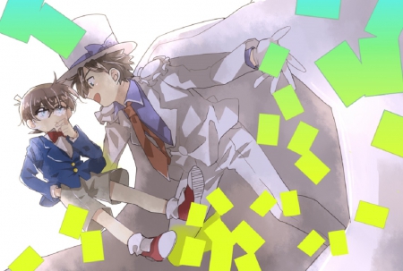 Conan & Kaito - Cute, Detective Conan, Conan Edogawa, Colorful, Kaito Kid, Kaito Kuroba, Male