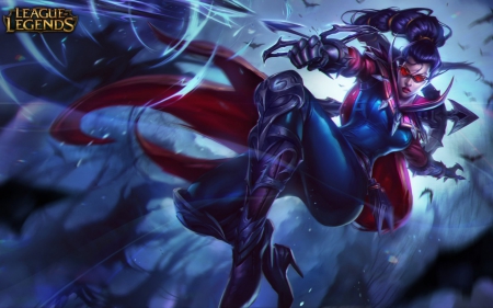 Vayne - fantasy, league of legends, blue, woman, red, vayne, girl