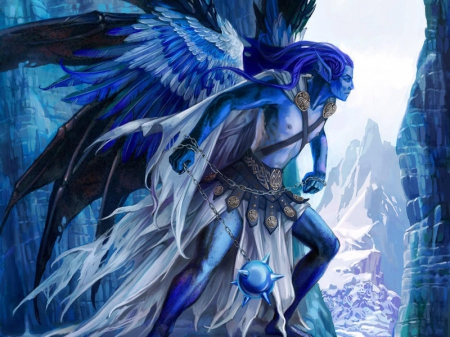 Elf - wings, fantasy, game, elf, blue, man, angel, art