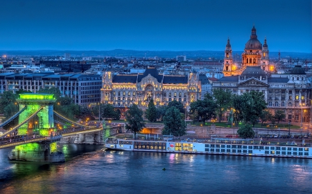 Evening in Budapest - budapest, architecture, cityscape, bridge