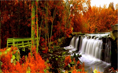 AUTUMN RIVER FALLS - nature, falls, river, autumn