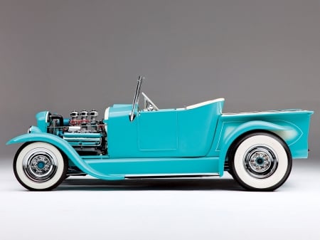 27 Ford Roadster Pickup - classic, aqua, whitewalls, truck