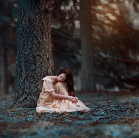 Beauty - dreamer, lady, tree, model