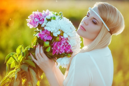 Flower lady - flowers, lady, model, soft