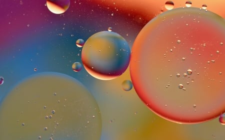 Bubbles - glass, pink, blue, water, orange, bubbles