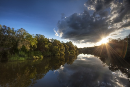 Beautiful View - nature, sky, lake, forest, blue, sunset, beautiful view