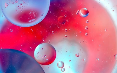 Bubbles - red, glass, pink, water, drop, abstract, blue, bubble, texture