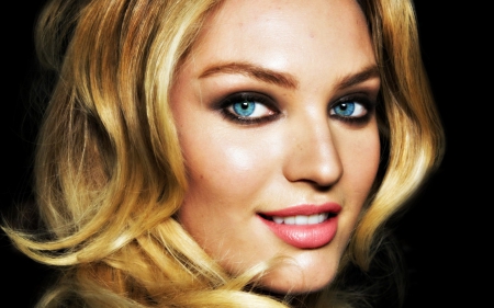 Candice Swanepoel - make-up, woman, model, girl, blonde, Candice Swanepoel, pink, blue eyes