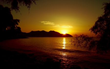 Cala Bona Sunset - sunsets, nature, ocean, mountain