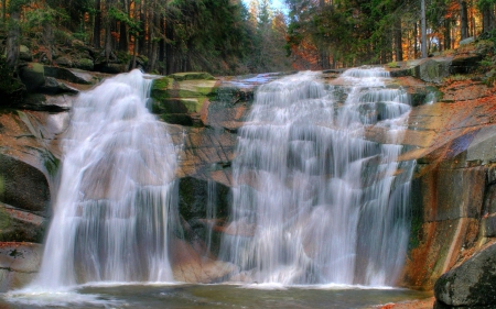 Mountain Waterfall - Forest, Rocks, Waterfall, Colorful