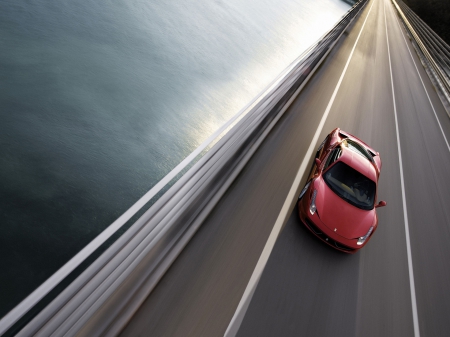 ferrari 458 italia - italia, road, water, ferrari