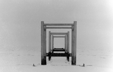 pier in winter - snow, cold, winter, pier