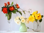 lovely vases of roses